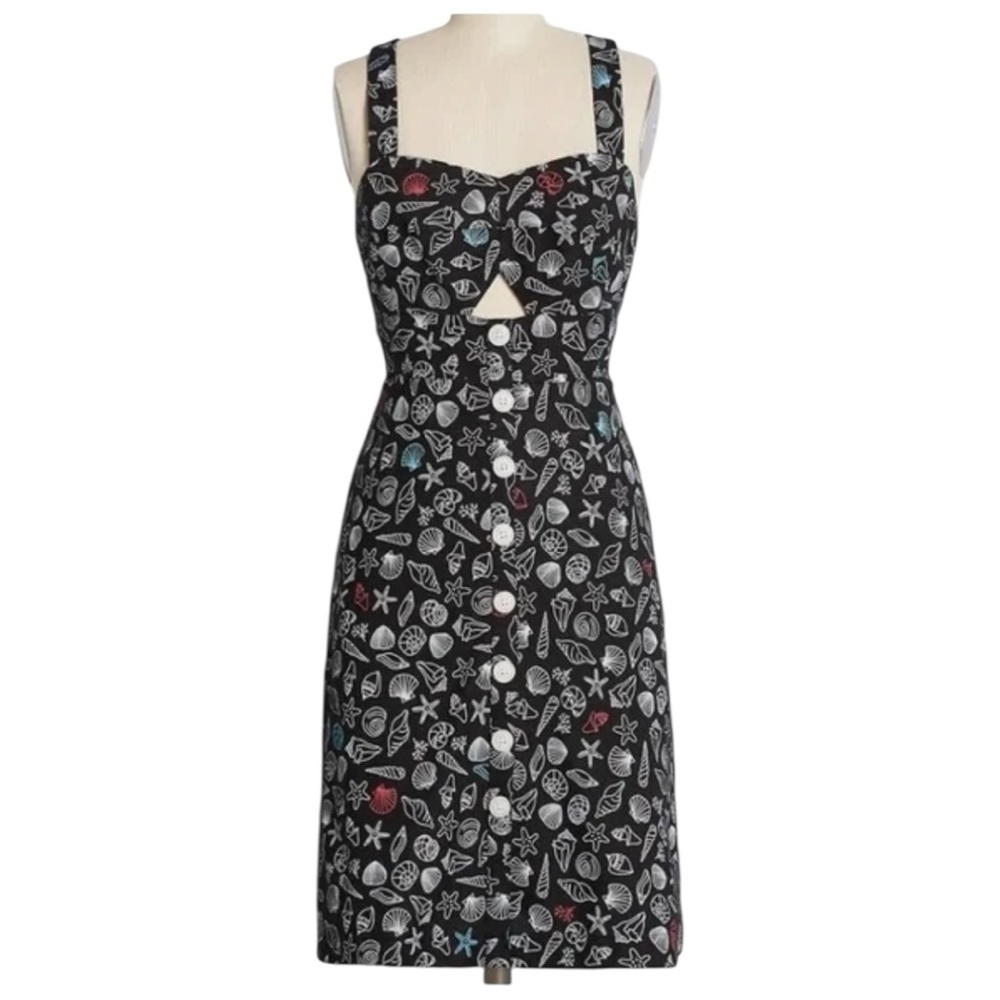 ModCloth Seashore Spectacular Fit & Flare Dress size 0 Cutout Crisscross Strap